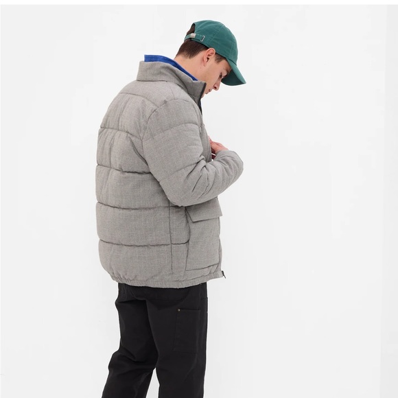 Men’s Gray Plaid Puffer Jacket, Gap, M/Medium - Picture 6 of 7